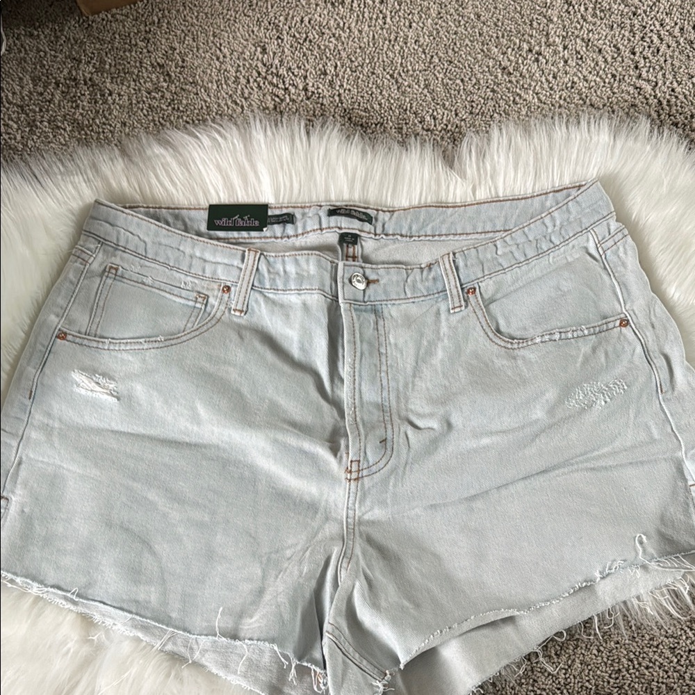 Wild Fable Blue Jean Shorts Frayed Hem Distressed